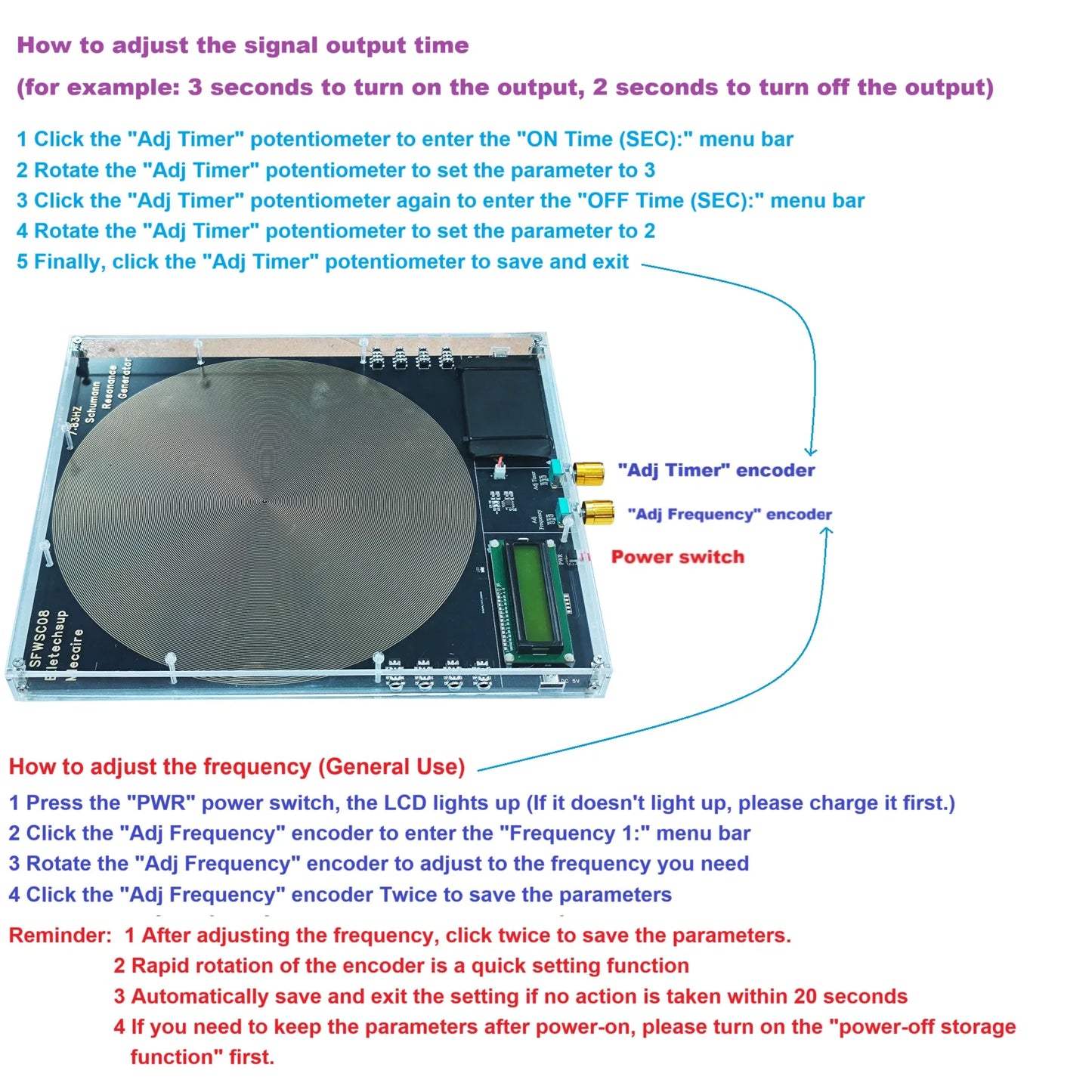 8CH High Power 0.01-100Khz Schumann Resonance Generator Can Connect 8 External Antennas With Cycle Timing Function SFWSC08